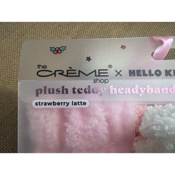 Creme Shop HELLO KITTY Plush Teddy Strawberry Latte Spa Headband - Picture 2 of 9
